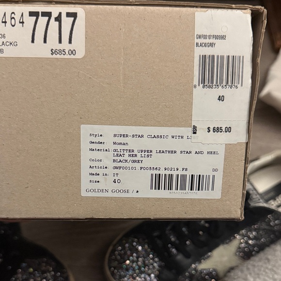Golden Goose Deluxe Brand Super-Star Sneakers Black Silver Glitter Size 10 - Picture 9 of 12